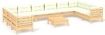 vidaXL 11-tlg Garten-Lounge-Set mit Creme Kissen Kiefernholz Modell 8
