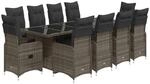 vidaXL 11-tlg Garten-Bistro-Set mit Kissen Grau Poly Rattan Modell 3