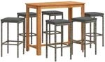 vidaXL 7-tlg Gartenbar-Set Grau Massivholz Akazie und Poly Rattan Modell 1