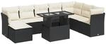 vidaXL 9-Tlg Garten-Sofagarnitur mit Kissen Schwarz Poly Rattan 3326207
