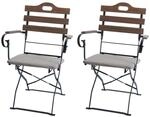 MCW 2er-Set Biergartenstuhl J40 Gastronomie-Qualit&auml;t Hellbraun Polster Beige