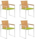 vidaXL Gartenst&uuml;hle 4 Stk mit Kissen Massivholz Teak 3078565