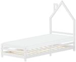 ML-Design Kinderbett Haus 90x200 cm mit Matratze H10 cm Wei&szlig; Holz