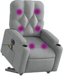 vidaXL Elektrischer Massagesessel mit Aufstehhilfe Hellgrau Stoff Modell 7
