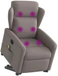 vidaXL Massagesessel mit Aufstehhilfe Taupe Stoff 3303151