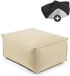 mokebo Outdoor Pouf o Hocker in Beige mit Wasserabweisender Schutzh&uuml;lle Der