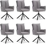 Homestyle4u Polsterstuhl Stoff Grau Drehbar 6er Set 3065