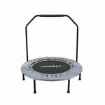 Relaxdays Trampolin mit Haltestange Stahl Kunststoff Nylon Grau Klappbar...