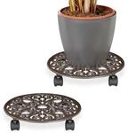 Relaxdays Pflanzenroller 2er Set Gusseisen Braun 7,5 cm x 34 cm 1,9 kg