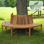DELUKE Baumbank RISEN Holz Braun 203x44x90cm Halbrunde Sitzbank Mit Lehne...