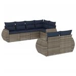 vidaXL 7-Tlg Gartensofa-Set mit Kissen Grau Polyrattan 3221610
