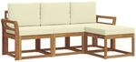 vidaXL Outdoor-Sofagarnitur mit Kissen 4 Stk Natur und Creme 3366218