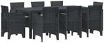vidaXL 9-tlg Garten-Essgruppe mit Kissen Anthrazit Poly Rattan 3378573