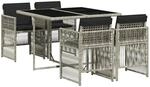 vidaXL 5-Tlg Garten-Essgruppe mit Kissen Hellgrau Poly Rattan 3210899