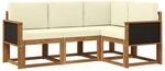 vidaXL Outdoor-Sofagarnitur mit Kissen 4 Stk Natur und Creme Polyester 3385161