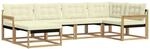 vidaXL Outdoor-Sofagarnitur mit Kissen 6-Tlg Wei&szlig; und Creme 3388844