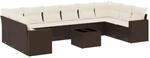 vidaXL 11-Tlg Garten-Sofagarnitur mit Kissen Braun Poly Rattan 3251820