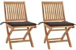 vidaXL Gartenst&uuml;hle 2 Stk mit Taupe Kissen Teak Massivholz 3062441