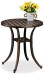 Relaxdays Gartentisch Aluminiumguss Schwarz Bronze Rund Antik 53 cm x 49 cm 3 kg