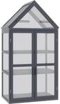 Outsunny Mini Gew&auml;chshaus Wetterfest Tannenholz Polycarbonat Grau