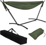 ML-Design Doppel H&auml;ngematte XXL Khaki mit Stahlgestell f&uuml;r 2 Personen
