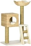PawHut Kratzbaum 100,5 cm mit Katzenh&ouml;hle Sisal-Kratzs&auml;ulen