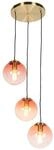 QAZQA Art Deco H&auml;ngelampe Messing 45 cm 3-hellrosa Pallon
