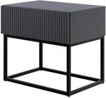 Selsey Nachttisch Veldio Rillenfront Schwarzes Gestell Schwarz 50 cm