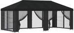 vidaXL Pavillon mit Seitenw&auml;nden 6 x 3 m Schwarz Polyester und Stahl 3376028