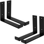ML-Design 4 St&uuml;ck Regalhalterung 20x4x14 cm Schwarz Metall 8 Zoll L-Form