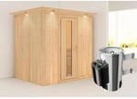 Karibu Sauna Finja mit Ofen integrierte Stg.LED-Dachkranz Natur