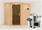 Karibu Sauna Silva mit Ofen externe Stg.Easy LED-Dachkranz Natur