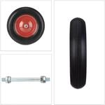 Relaxdays Schubkarrenrad mit Achse Vollgummi Stahl Schwarz Pannensicher Kugellager 39