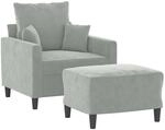 vidaXL Sessel mit Hocker Hellgrau 60 cm Samt 3201097