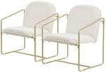 ML-Design 2Er Set Beige Relaxsessel mit Weichem Bezug Golden Gestell