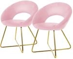 ML-Design Esszimmerst&uuml;hle 2Er Set Rosa aus Samt Polsterstuhl Runder R&uuml;ckenlehne