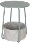 Relaxdays Beistelltisch Metall MDF Mint mit Korb 50 cm x 40 cm 3,5 kg