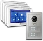 Goliath Basic Line 4-Familienhaus Video T&uuml;rsprechanlage Monitor Wei&szlig; - Silber