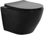 ECD Germany Sp&uuml;lrandloses H&auml;nge WC Schwarz Matt mit WC-Sitz Abnehmbar Softclose
