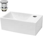 ECD Germany Waschbecken Keramik Wei&szlig; 350x205x125 mm Eckig inkl Ablaufgarnitur