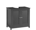 SoBuy Waschbeckenunterschrank Badschrank mit 2 Lamellent&uuml;ren 60x58x35cm Grau