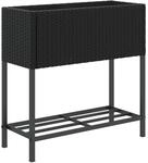 vidaXL Pflanzk&uuml;bel mit Ablage Schwarz Poly Rattan 366387