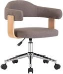 vidaXL Drehbarer B&uuml;rostuhl Taupe Bugholz und Stoff 3054841
