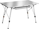 Tectake Aluminium Campingtisch Bastian Faltbar Wetterfest 120 x 70 50 x 79 cm Silber