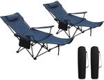 WOLTU Campingstuhl 2er Set mit Lehne Fu&szlig;st&uuml;tze Getr&auml;nkehalter Oxford-Gewebe...