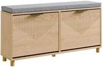 SoBuy Schuhbank mit Sitzfl&auml;che Schuhschrank mit 2 Klappen Sitzbank Schuhregal