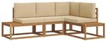 vidaXL Outdoor-Sofagarnitur mit Kissen 4-Tlg Natur und Beige 3366951