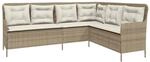 vidaXL Gartensofa in L-Form mit Kissen Beige Poly Rattan 369004