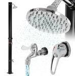 ML-Design Solardusche 20L 210 cm Rund mit Fu&szlig;dusche und Regenduschkopf Schwarz