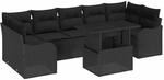 vidaXL Garten-Sofa-Set mit Kissen 8-Tlg Schwarz Poly Rattan 3348419